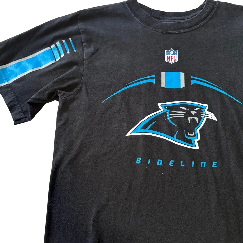 Vintage Reebok NFL Carolina Panthers Sideline T-Shirt Black Football Tee  Medium